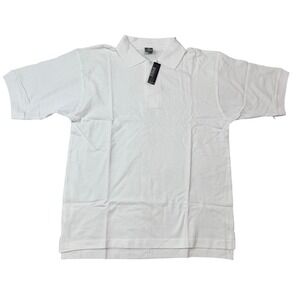 Vintage Y2K HAXX Mens Medium White Short Sleeve Collared Polo Shirt Cotton NWOT